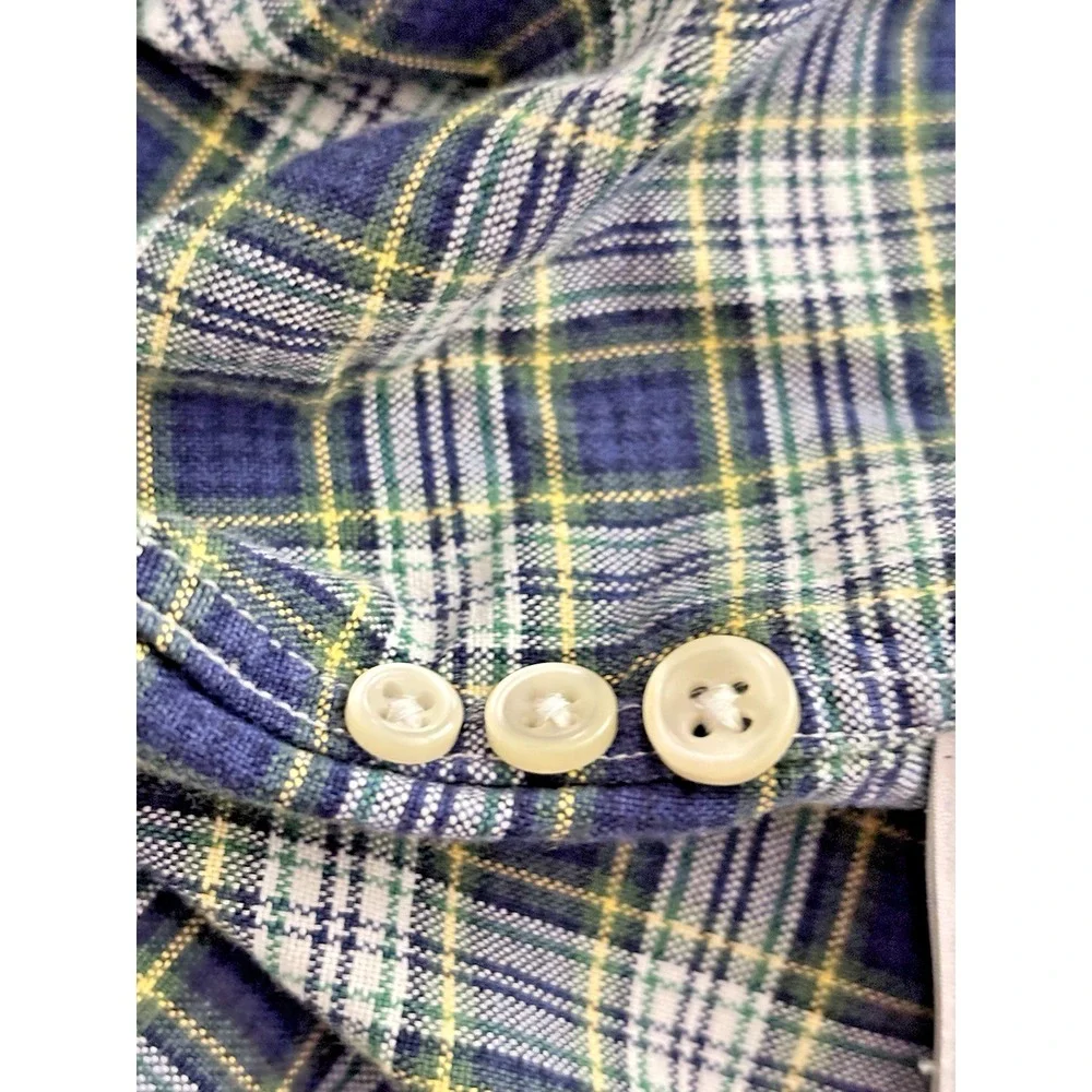Ralph Lauren Shirt Men L Blue Plaid Long Sleeve Flesh‎ Pony Preppy Classic Fit